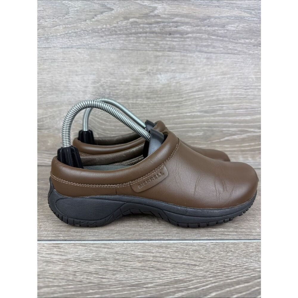Merrell Encore Kassie Moc Women’s Sz 7 Brown Leather Slip On Loafer Shoes J01526